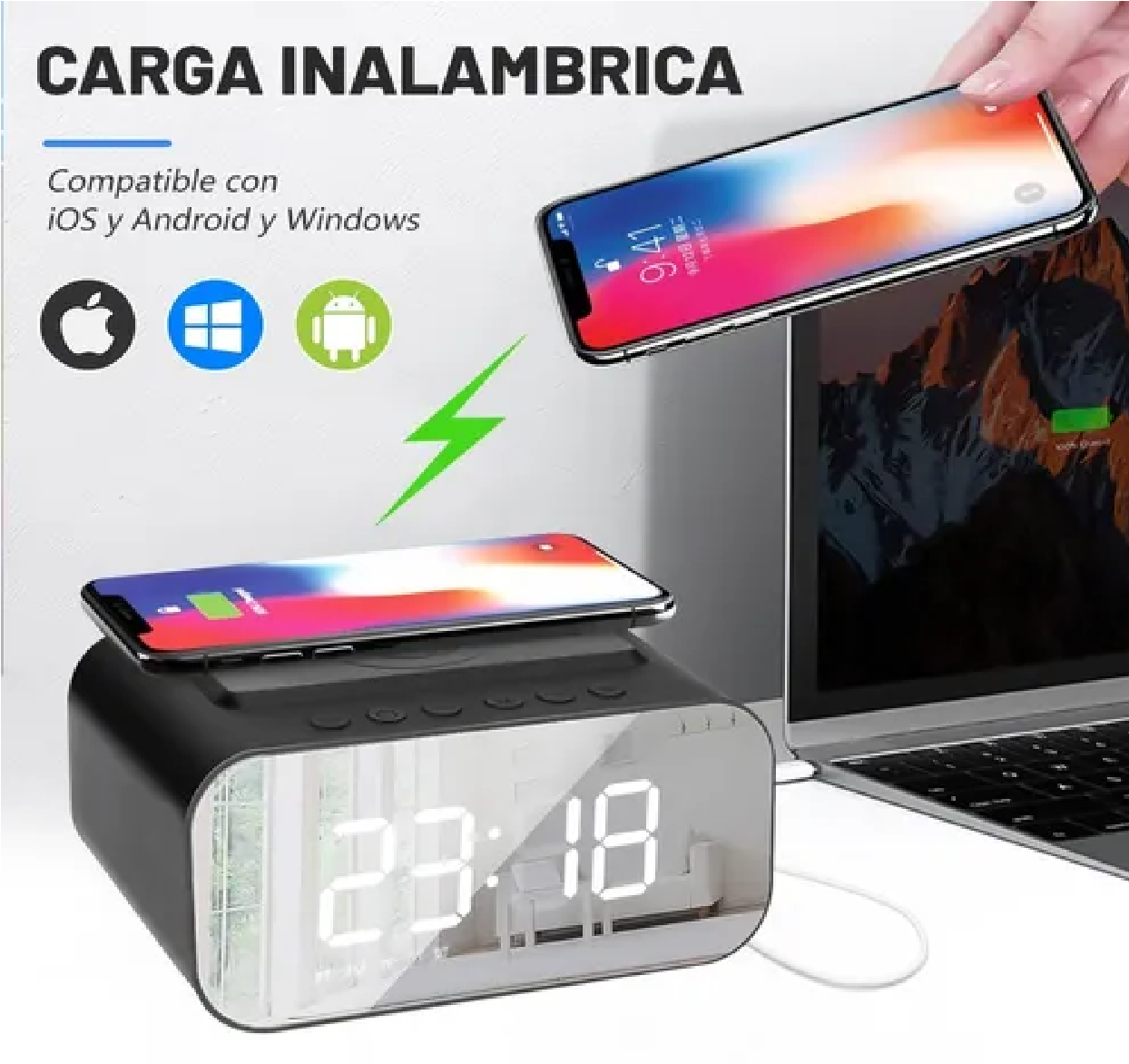 Reloj Despertador Digital Led Con Bocina Bluetooth Y Radio