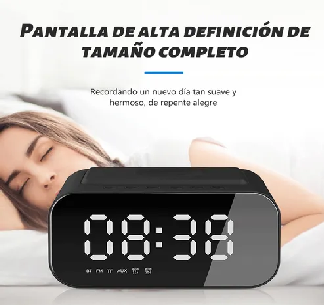 Reloj Despertador Digital Led Con Bocina Bluetooth Y Radio