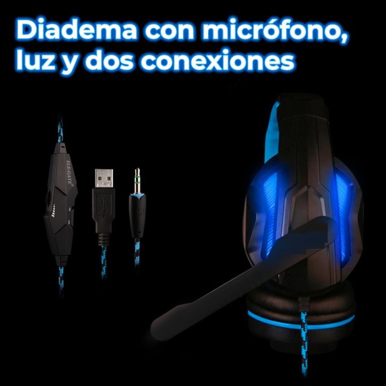 Audifonos Diadema Gamer Con Micrófono Led Videojuegos 5.1