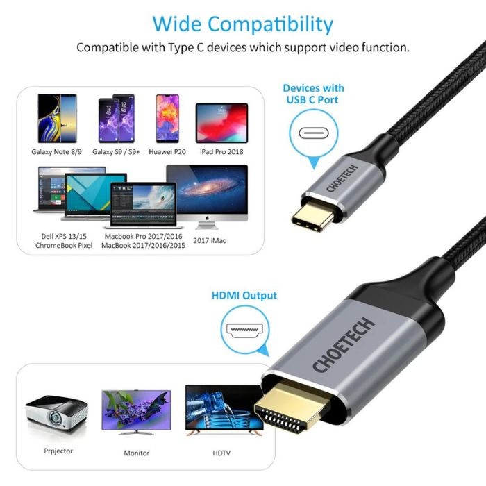 Adaptador USB C a HDMI 2m Choetech 4K@60Hz.