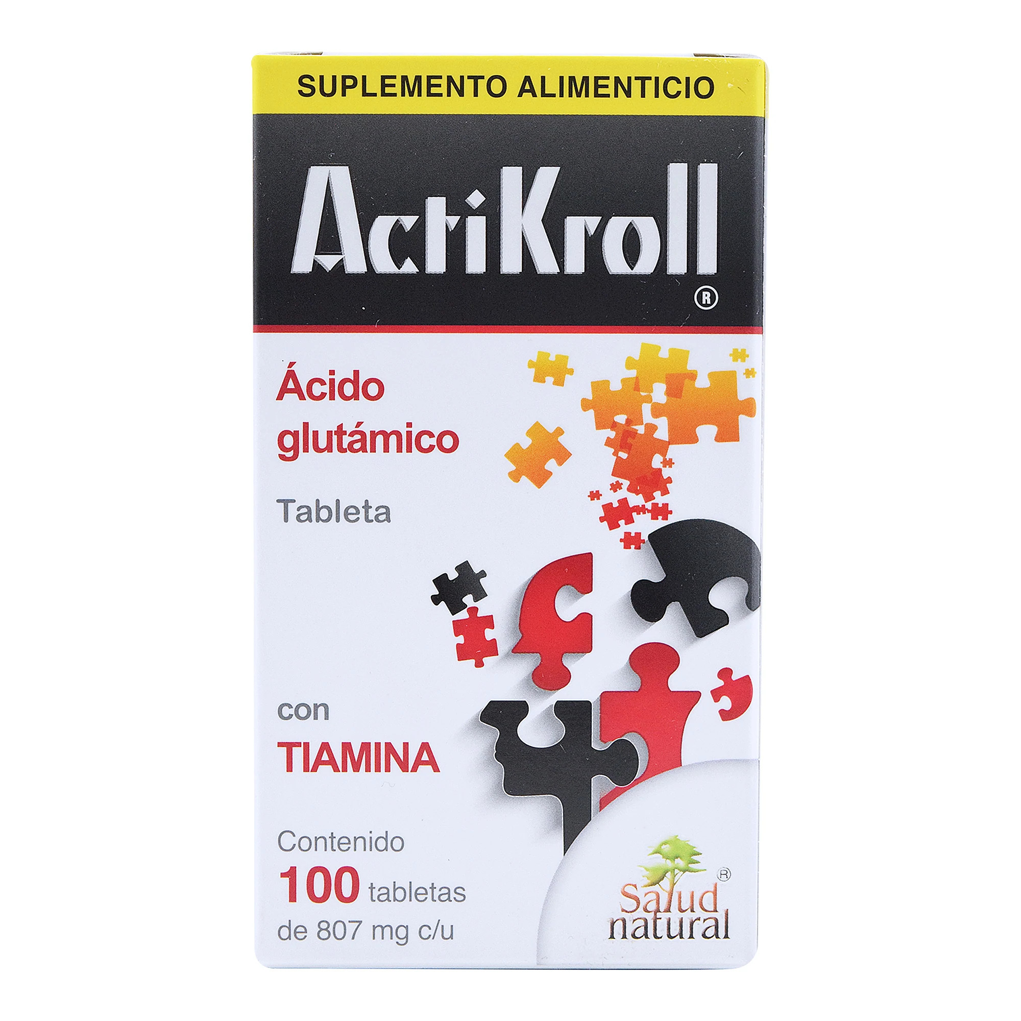 Actikroll Tabletas, 100 Tabs 807 mg c/u, Tiamina, Concentración, Salud Natural