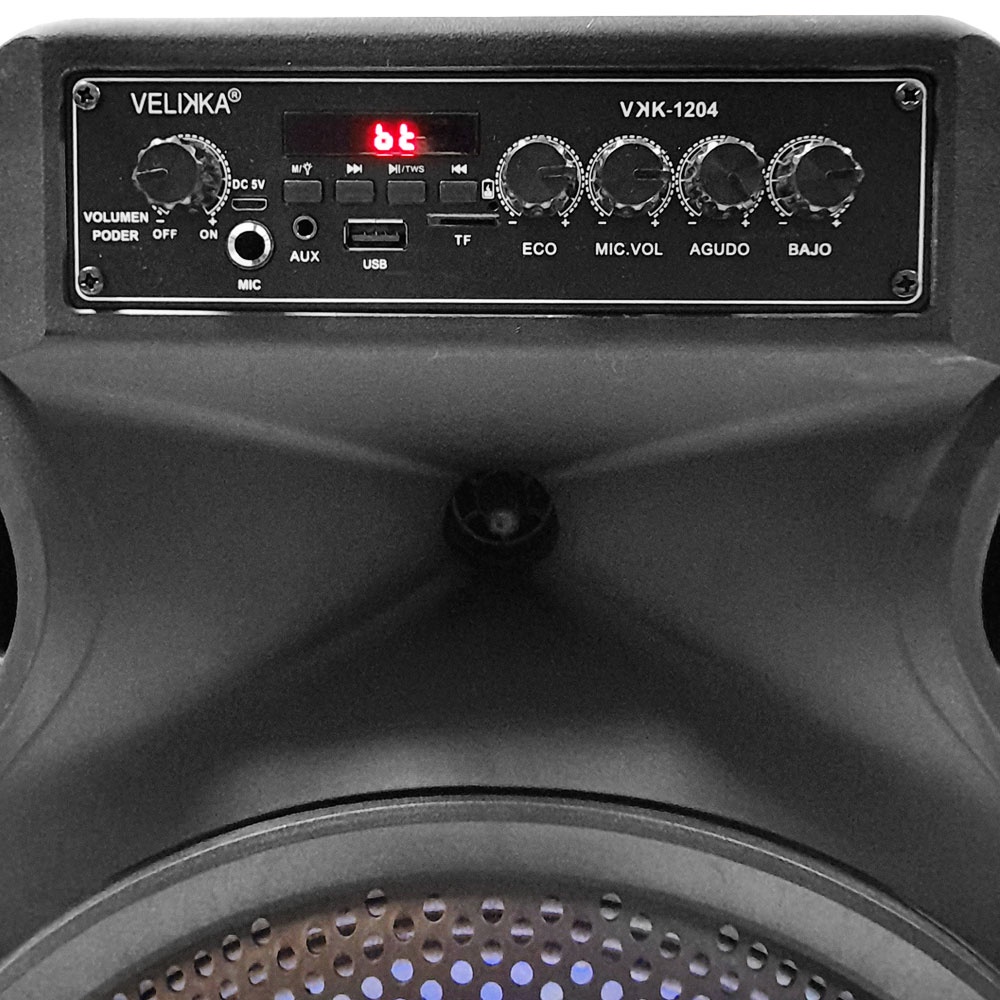 Bafle bocina bluetooth 12 pulgadas Velikka VKK-1204 con micrófono y control para karaoke