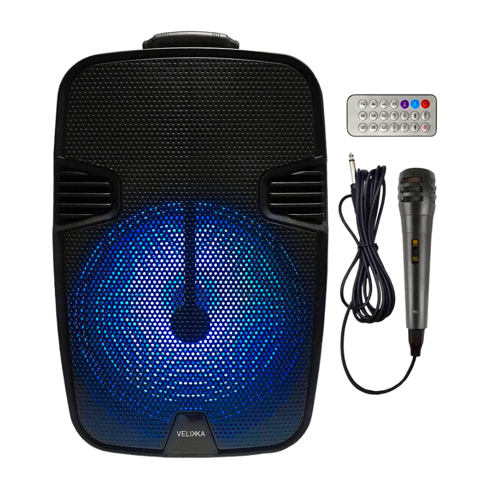 Bafle bocina bluetooth 15 pulgadas Velikka VKK-1156 con micrófono y control para karaoke