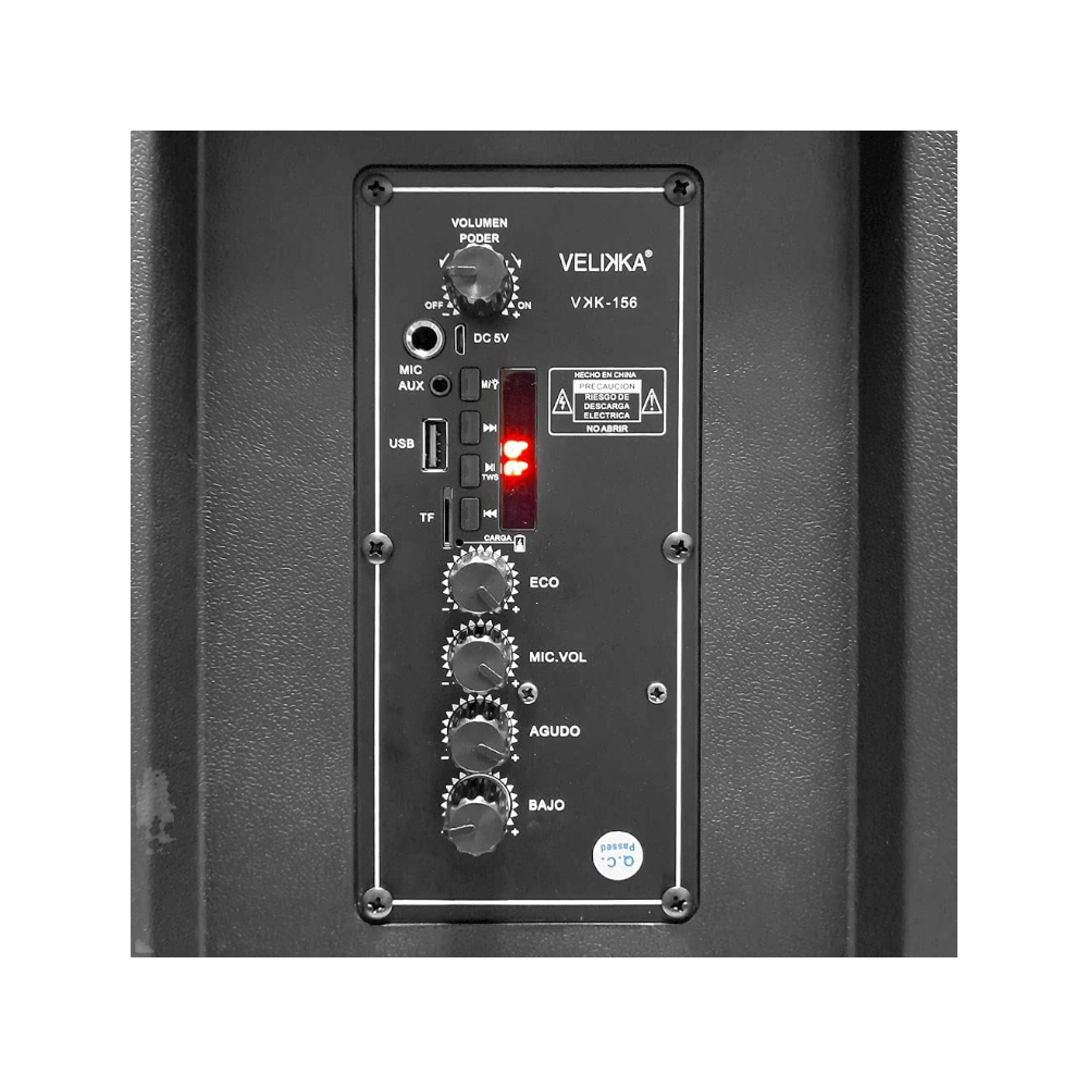 Bafle bocina bluetooth 15 pulgadas Velikka VKK-1156 con micrófono y control para karaoke