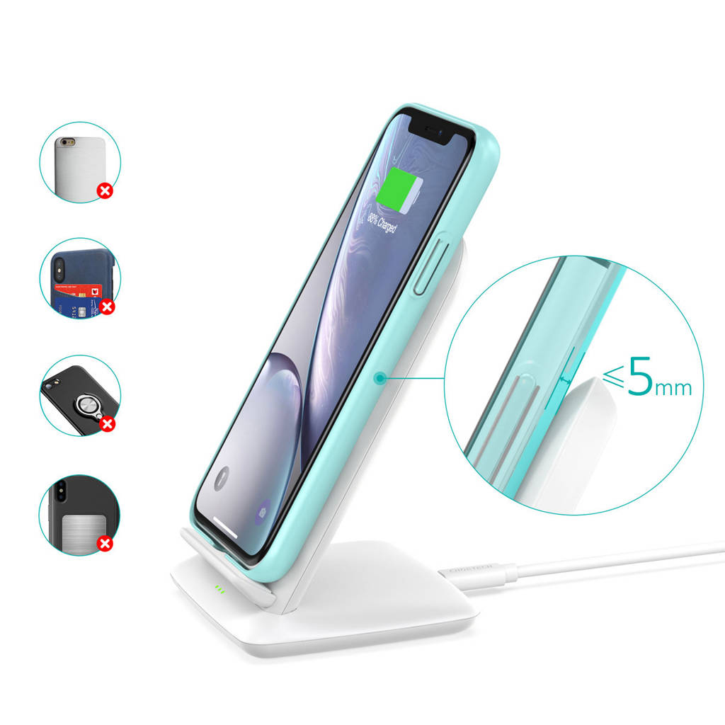 Cargador inalámbrico Qi Choetech 15W blanco