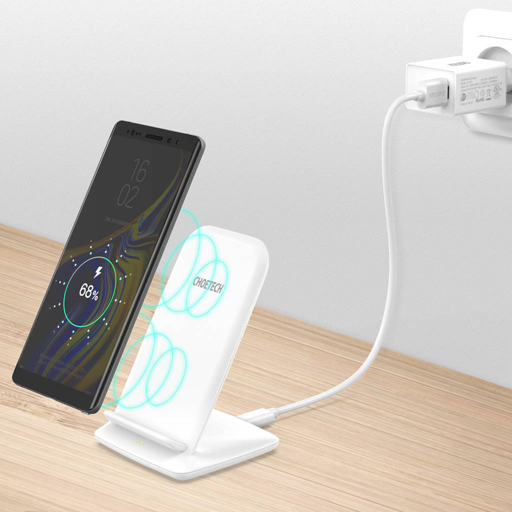 Cargador inalámbrico Qi Choetech 15W blanco