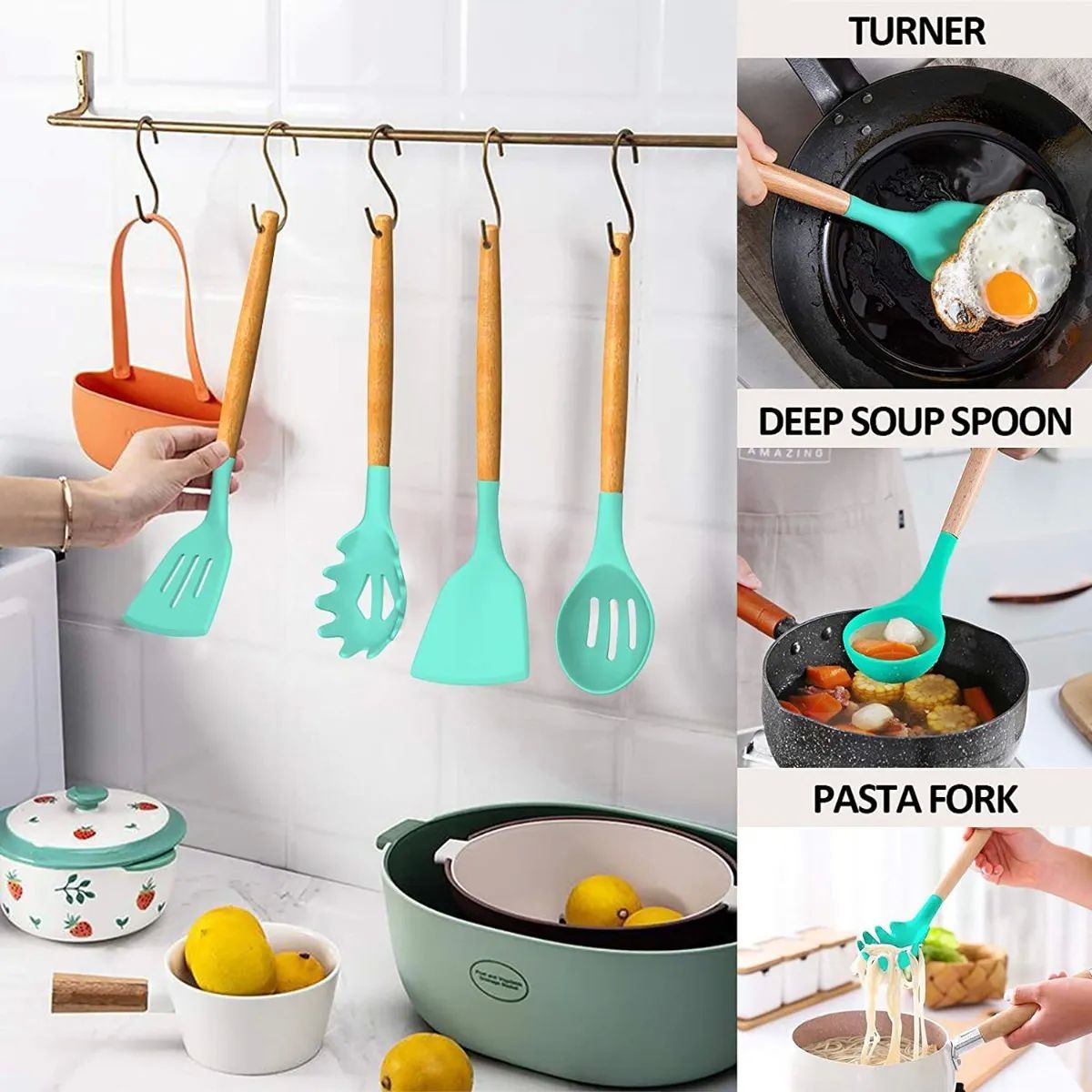 SET 23 UTENSILIOS DE COCINA VERDE