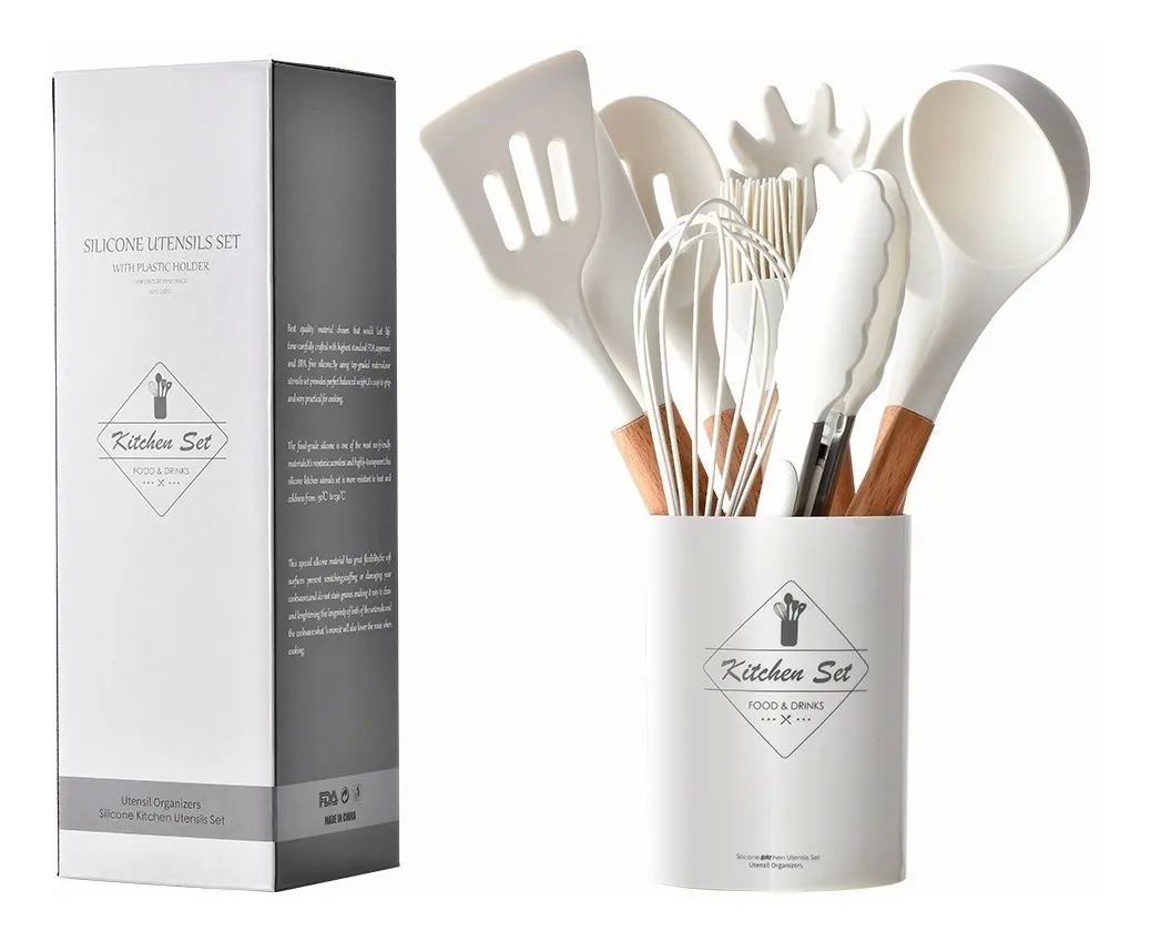 Set 12 Utensilios De Cocina Blancos