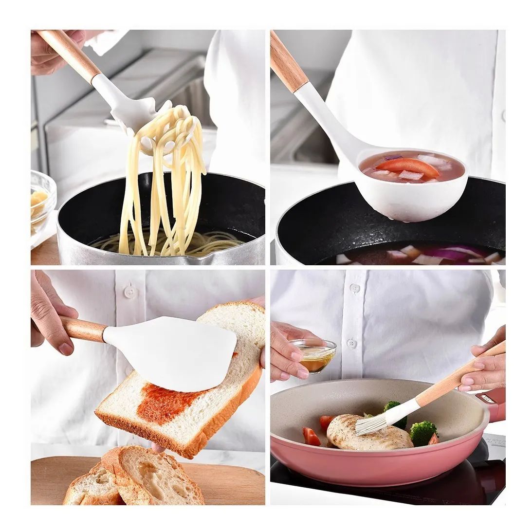 Set 12 Utensilios De Cocina Blancos