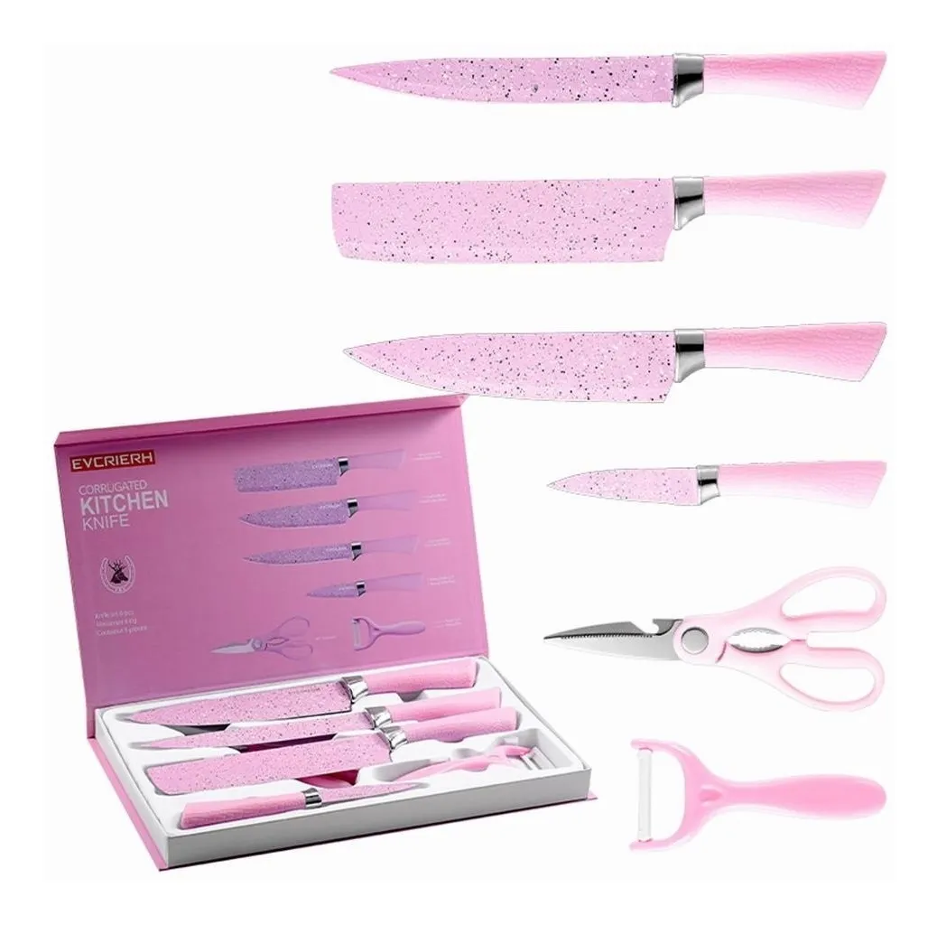 Pink kitchen knife set / Set de cuchillos rosados