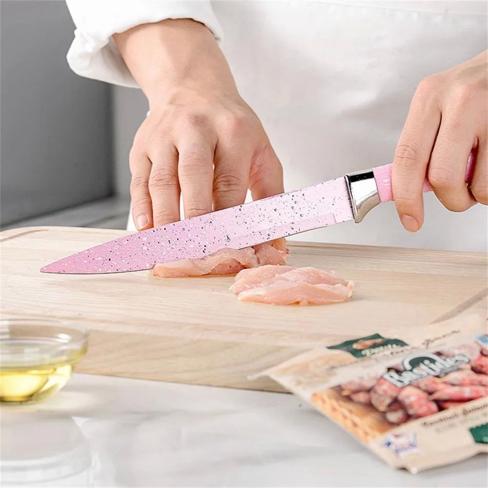 Juego de 6 Cuchillos Rosa Acero Inoxidable