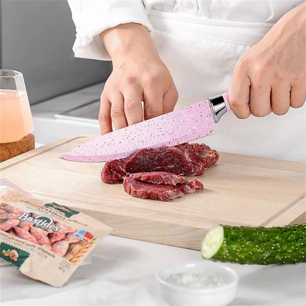 Juego de 6 Cuchillos Rosa Acero Inoxidable