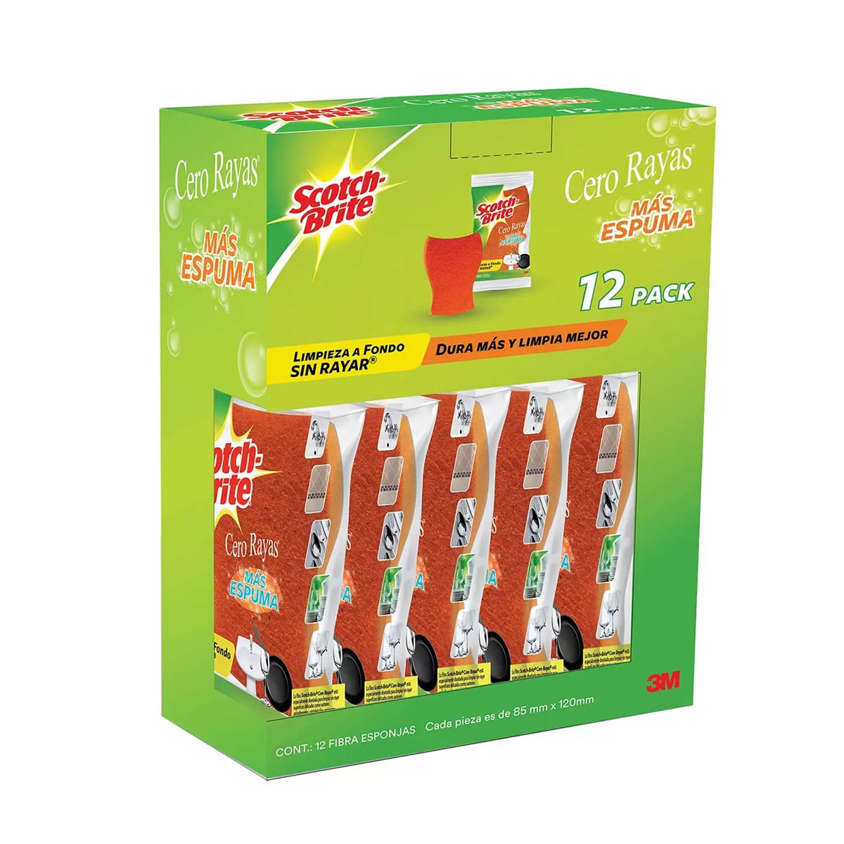 12 Fibras Esponjas Scotch Brite Cero Rayas CST