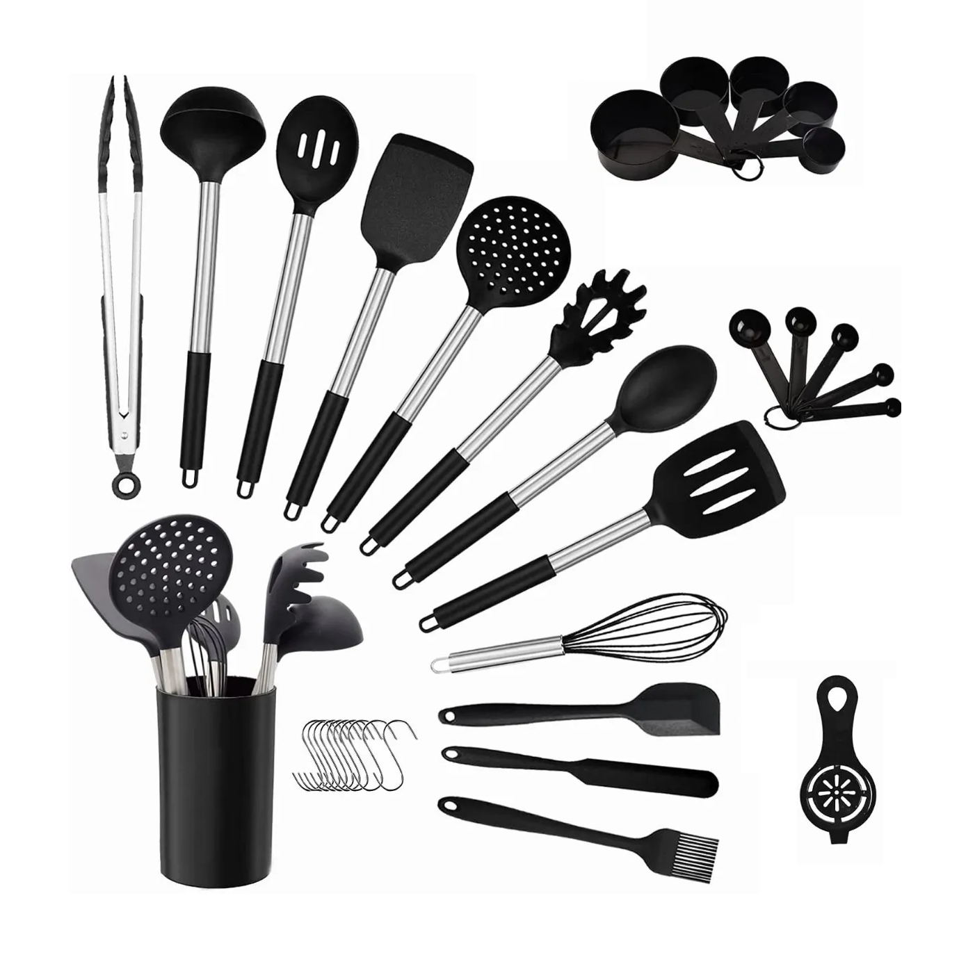 Juego De Utensilios Para Cocina 34 Unidades Negro