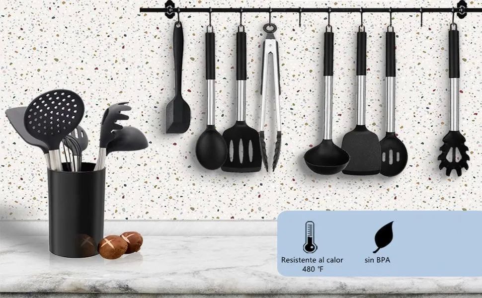 Juego De Utensilios Para Cocina 34 Unidades Negro