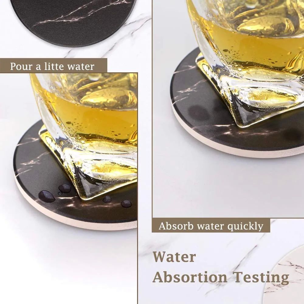 Juego De 6 Portavasos Negro Jaspeado