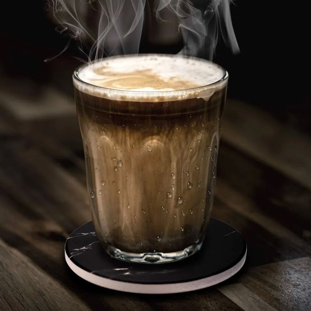 Juego De 6 Portavasos Negro Jaspeado