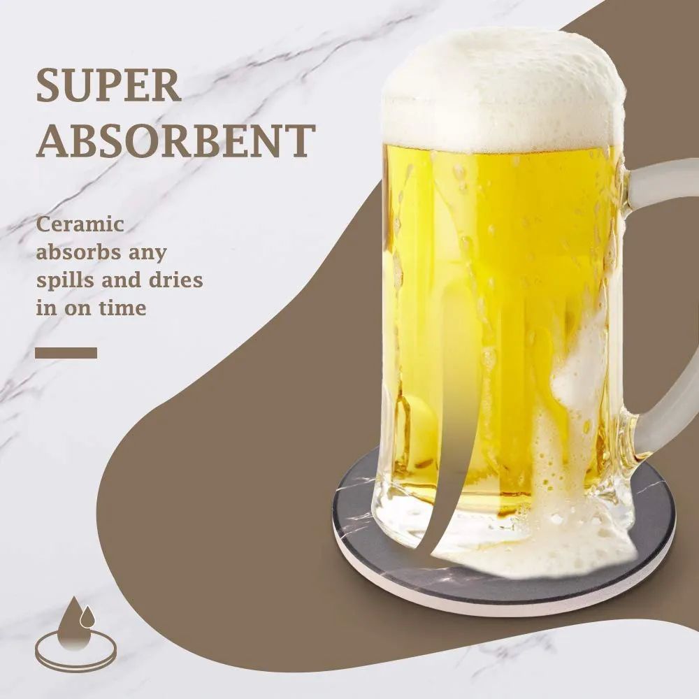 Juego De 6 Portavasos Negro Jaspeado