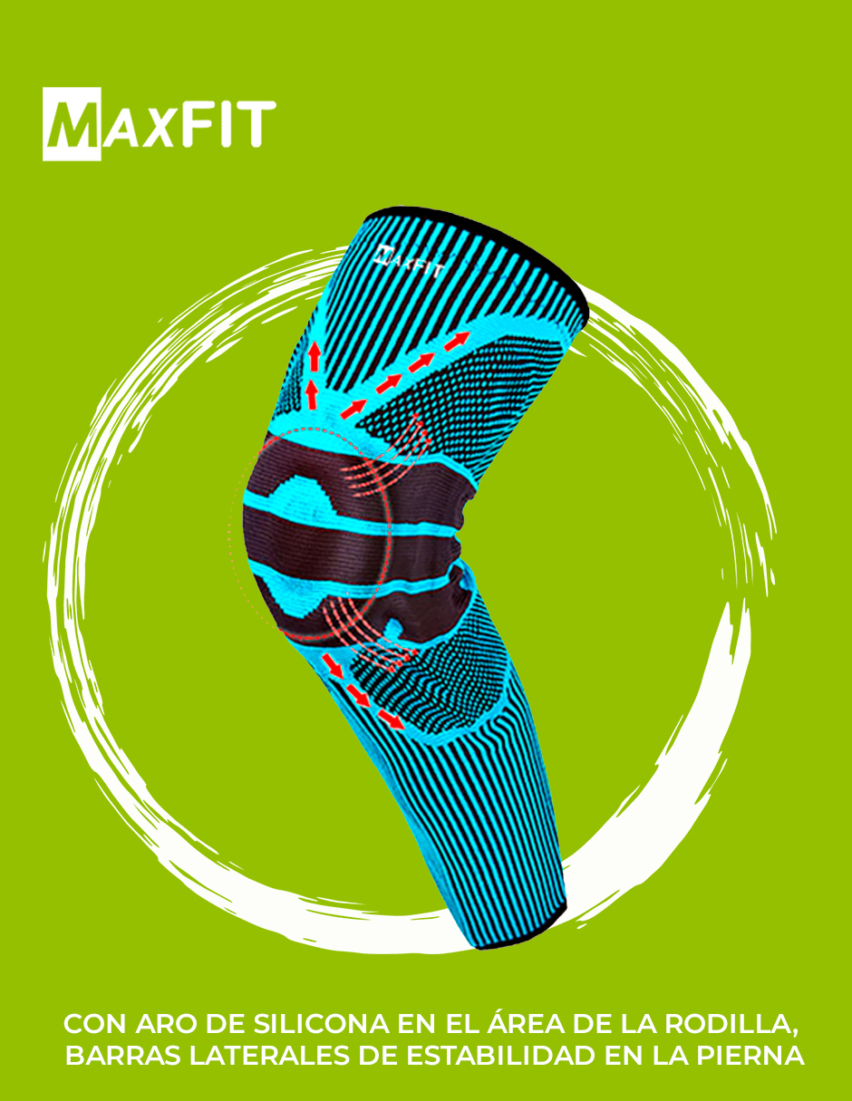 Par De Rodillera Elástica Compresión Con Aro de Silicona Larga Correr Maxfit Hx926