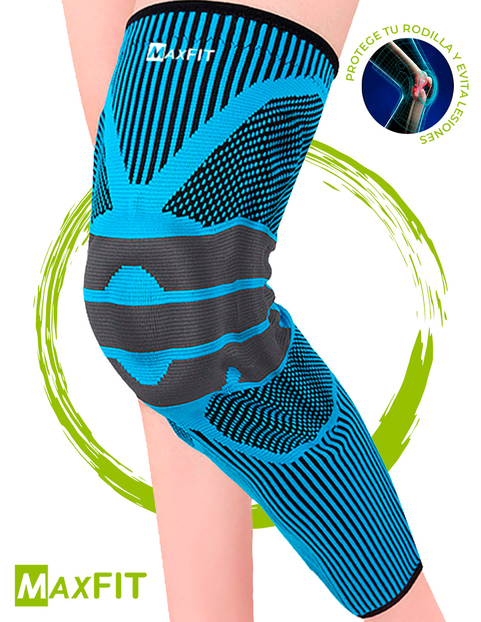 Par De Rodillera Elástica Compresión Con Aro de Silicona Larga Correr Maxfit Hx926