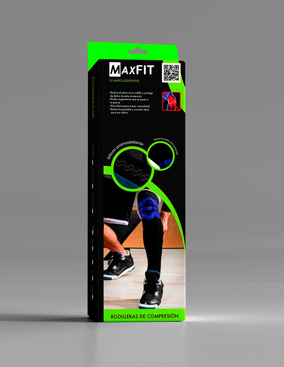 Par De Rodillera Elástica Compresión Con Aro de Silicona Larga Correr Maxfit Hx926