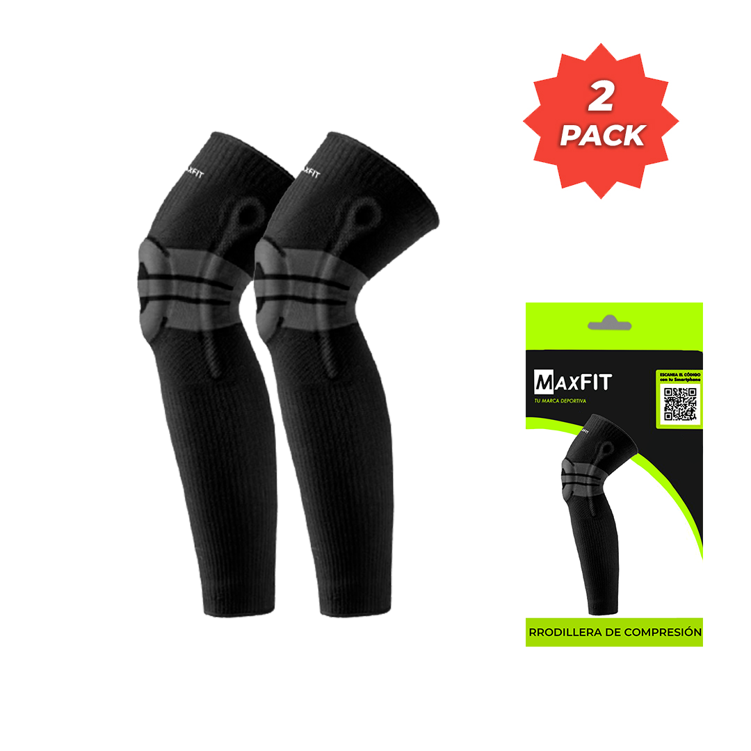Par De Rodillera Elástica Compresión Con Aro de Silicona Larga Correr Maxfit Hx926