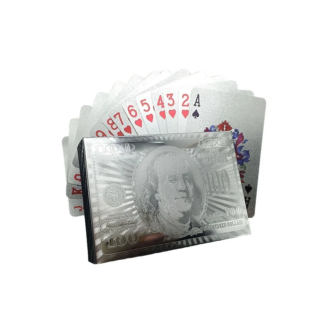 Naipes Dólar 100 Plata Baraja Y Plata Poker