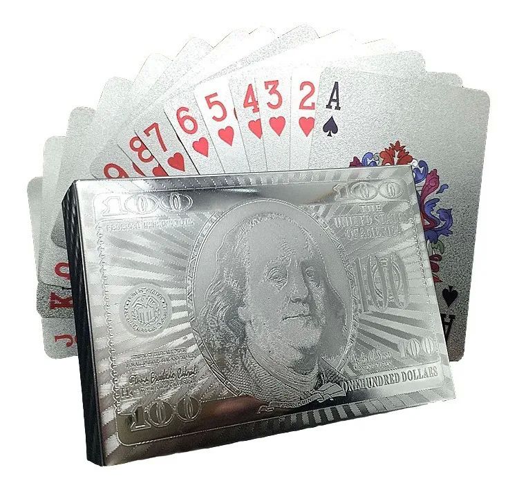 Naipes Dólar 100 Plata Baraja Y Plata Poker