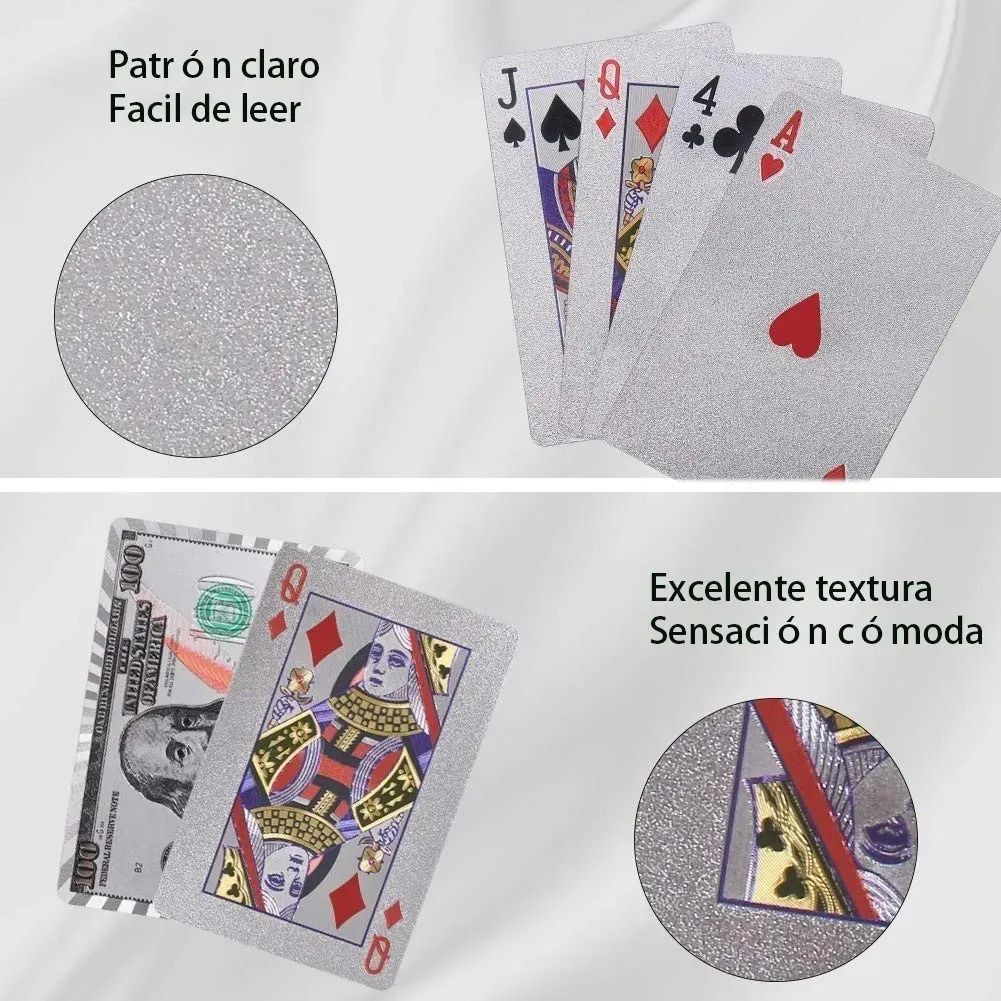 Naipes Dólar 100 Plata Baraja Y Plata Poker