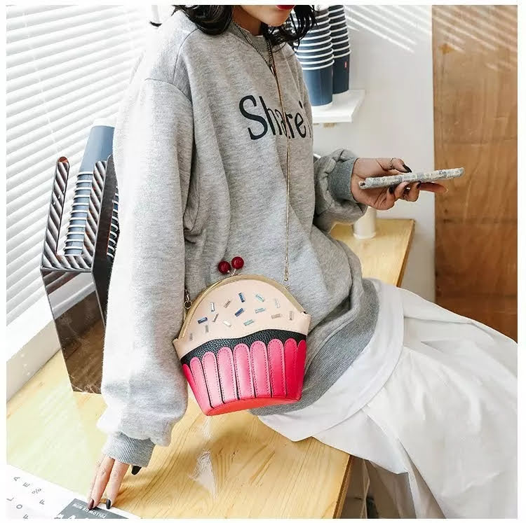 Bolsa con Forma de Cupcake Panque Crossbody Kawaii