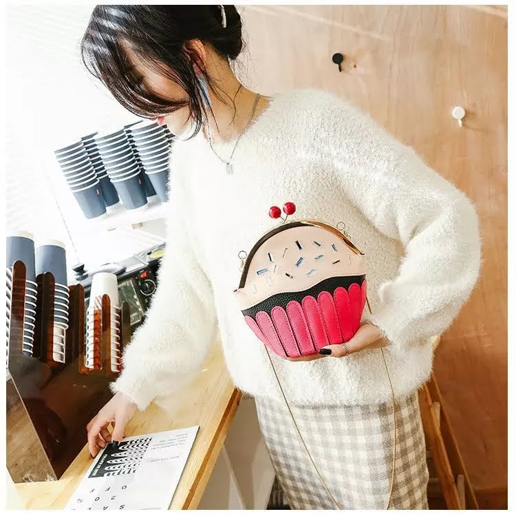 Bolsa con Forma de Cupcake Panque Crossbody Kawaii