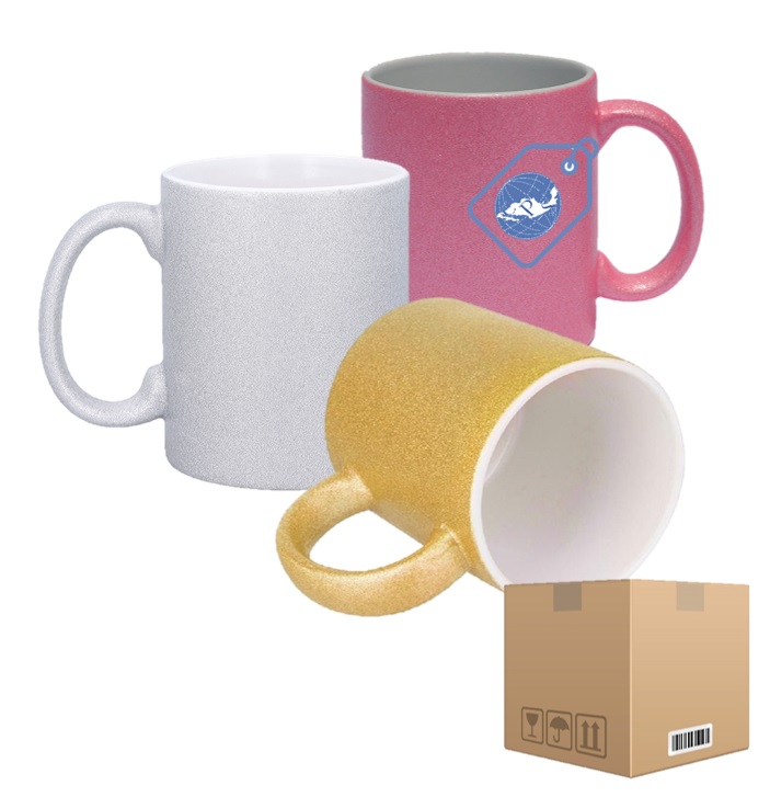 Taza diamantada para sublimar, 36 piezas.