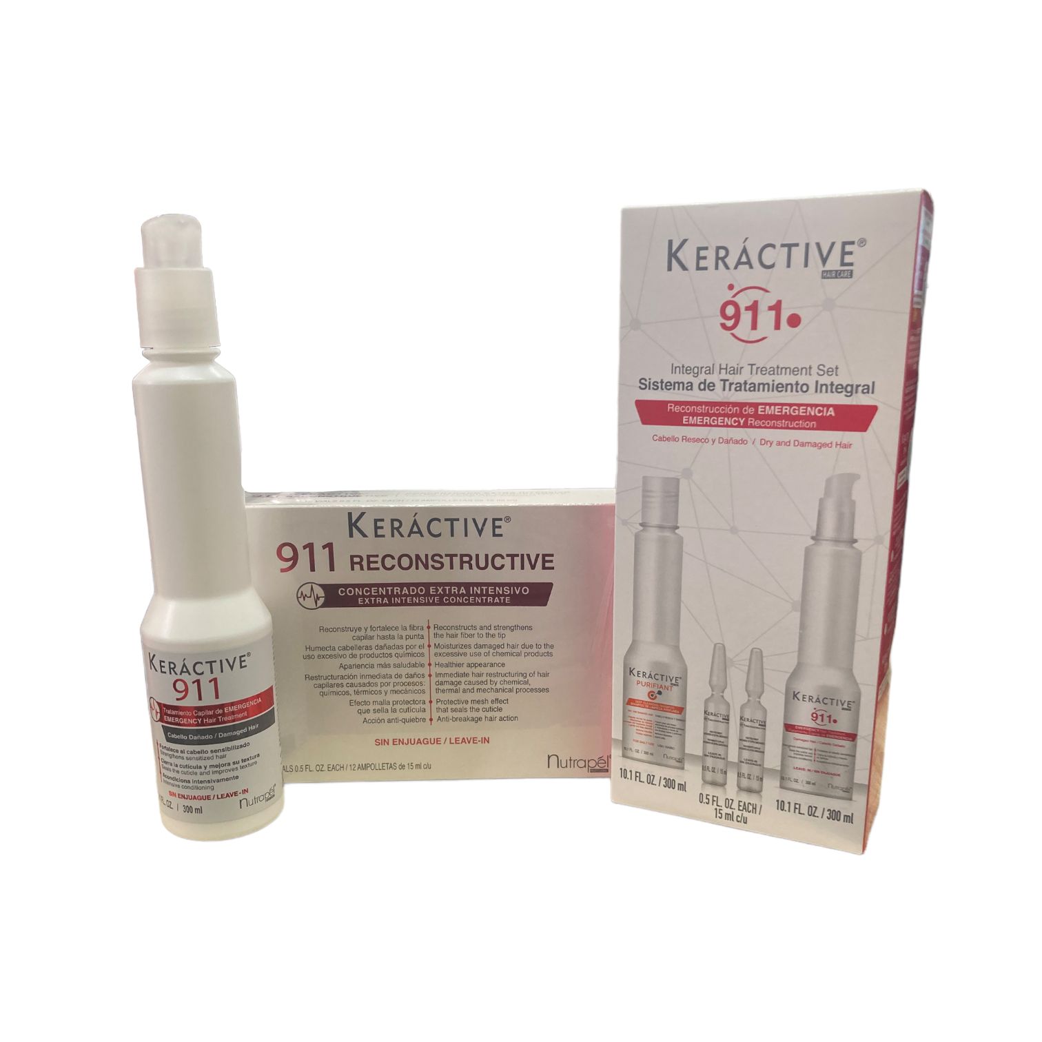 Nutrapel Keractive 911 Tratamiento 300ml + Ampolletas 12x15ml + sistema integral