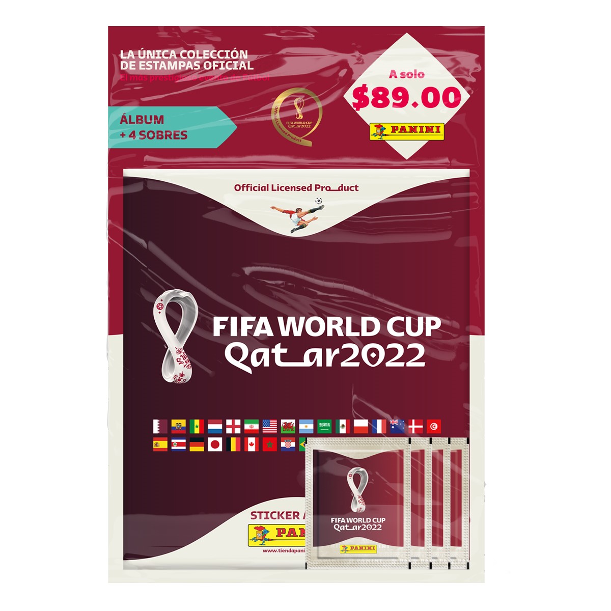 1 Álbum con 4 sobres con 5 estampas Multiset Worl Cup QATAR 2022 Panini