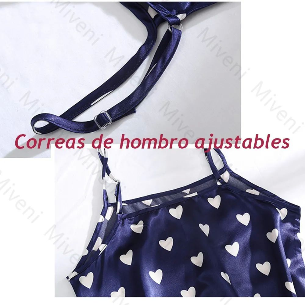 7 Piezas Pijamas Azul de Corazones Talla L
