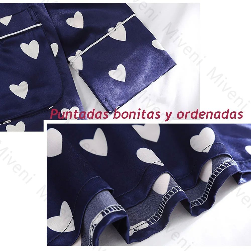 7 Piezas Pijamas Azul de Corazones Talla L