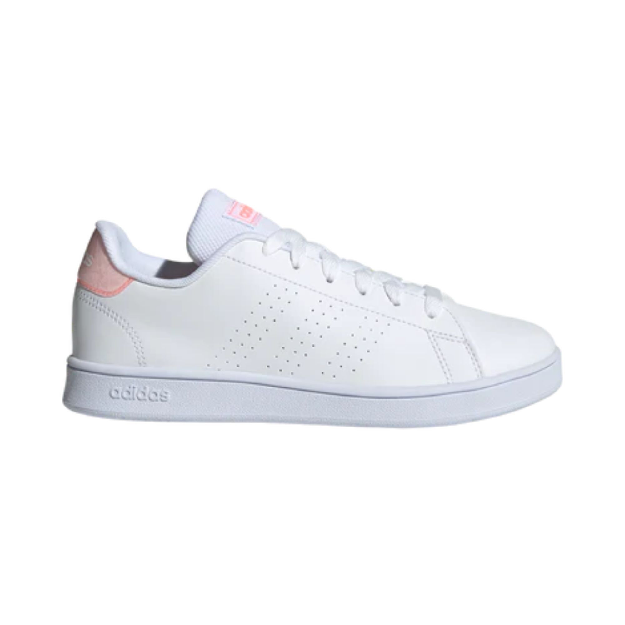 Tenis Adidas Advantage Base K Blanco con Rosa Dama Originales GY5692