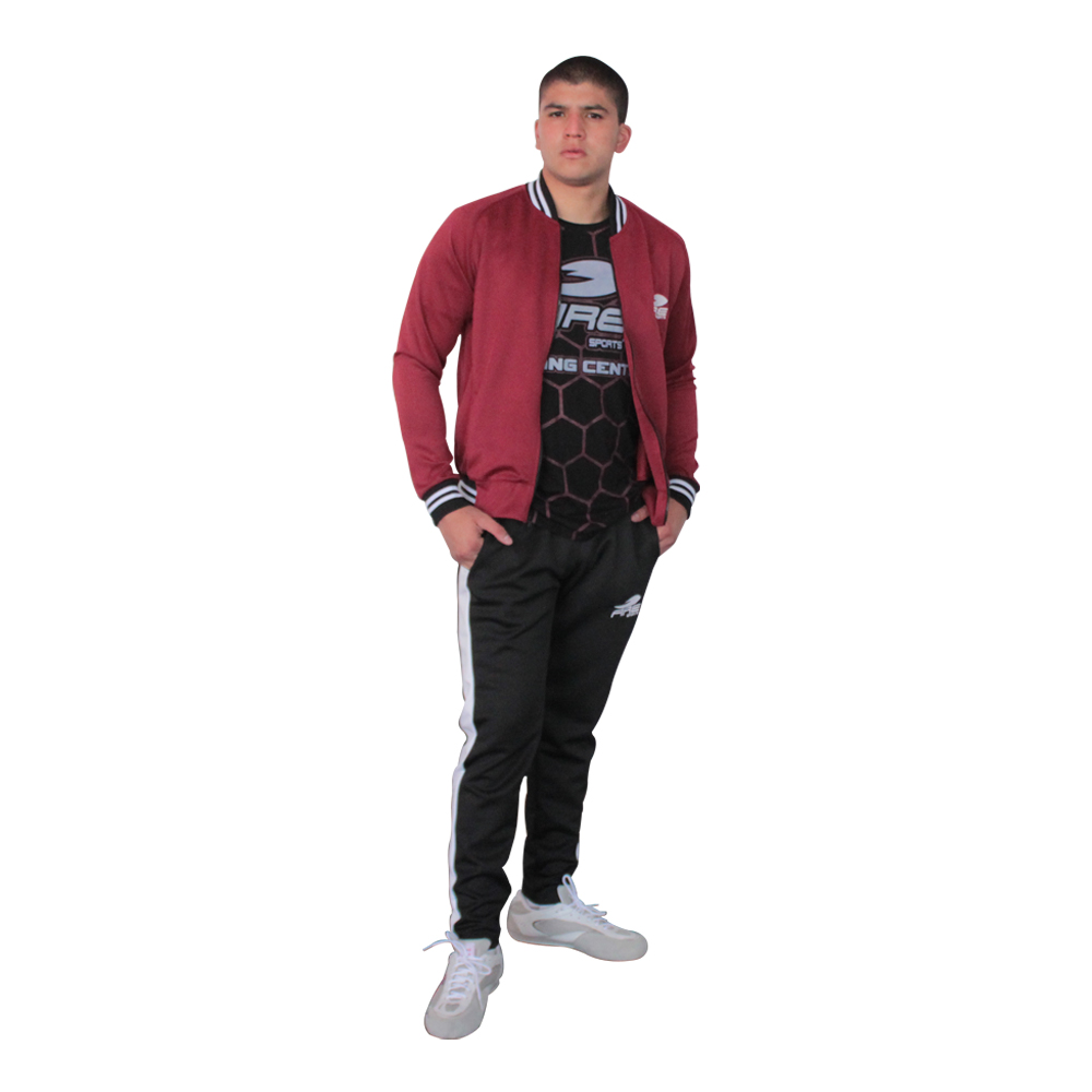  Conjunto Deportivo (Pants) FIRE SPORTS Varonil M2 con franja Guinda/Negro