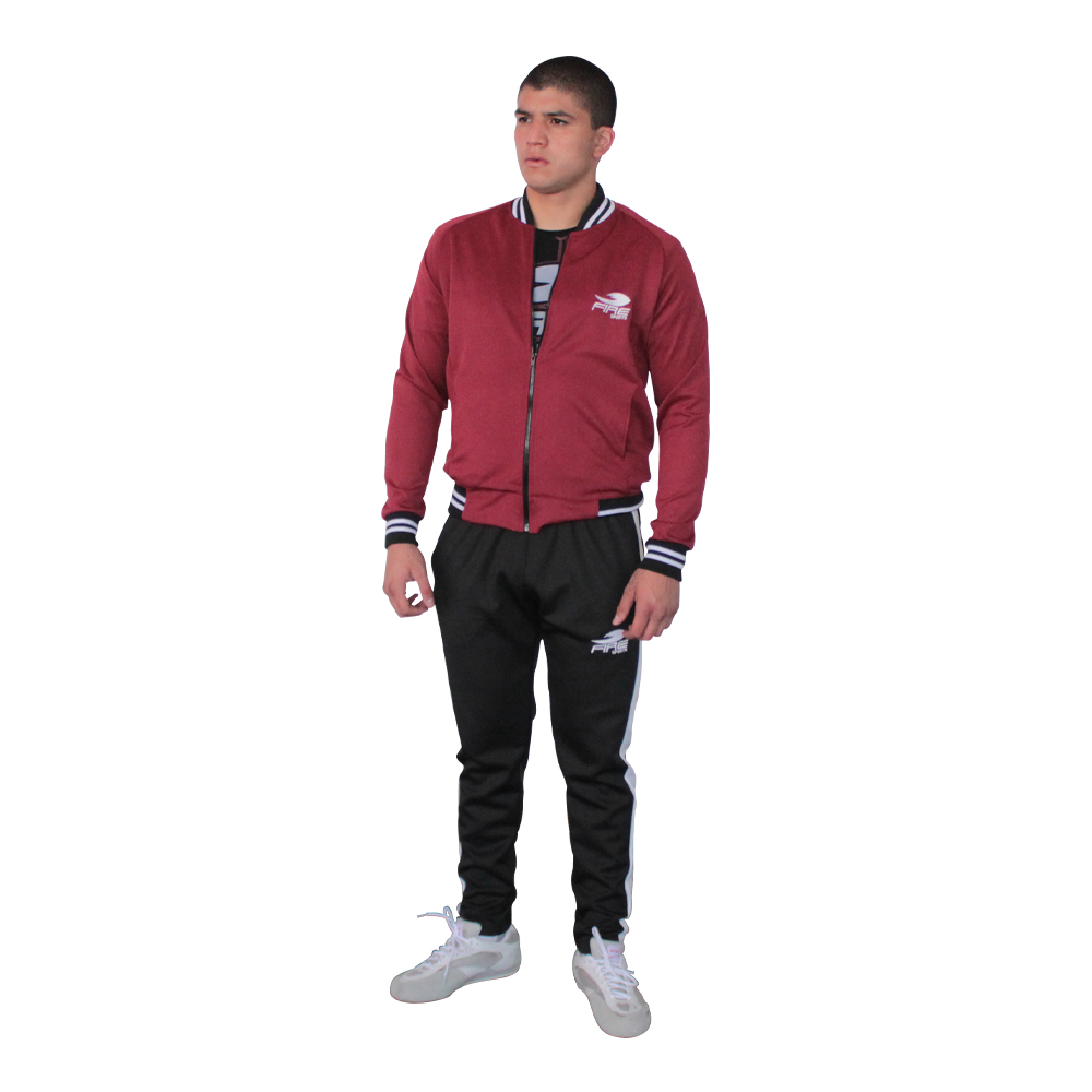  Conjunto Deportivo (Pants) FIRE SPORTS Varonil M2 con franja Guinda/Negro