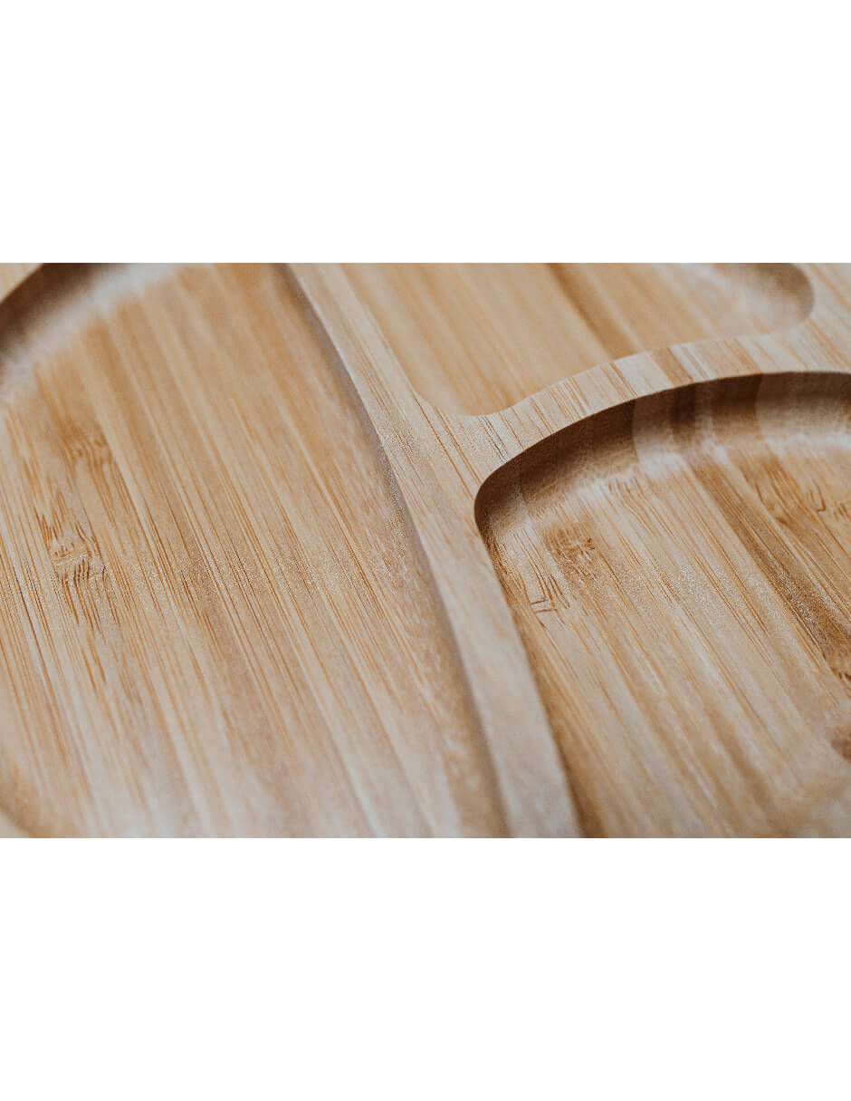 Plato Extendido Ecowood de Bambú y Base de Silicona con Divisiones para Bebe y Niño