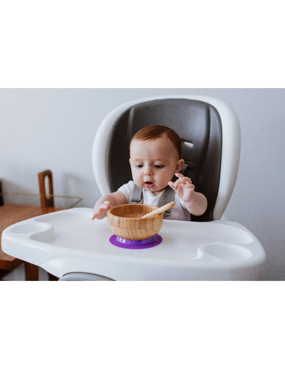 Bowl + Plato Extendido Ecowood de Bambú con Base de Silicona antiderrapante para Bebe y Niño