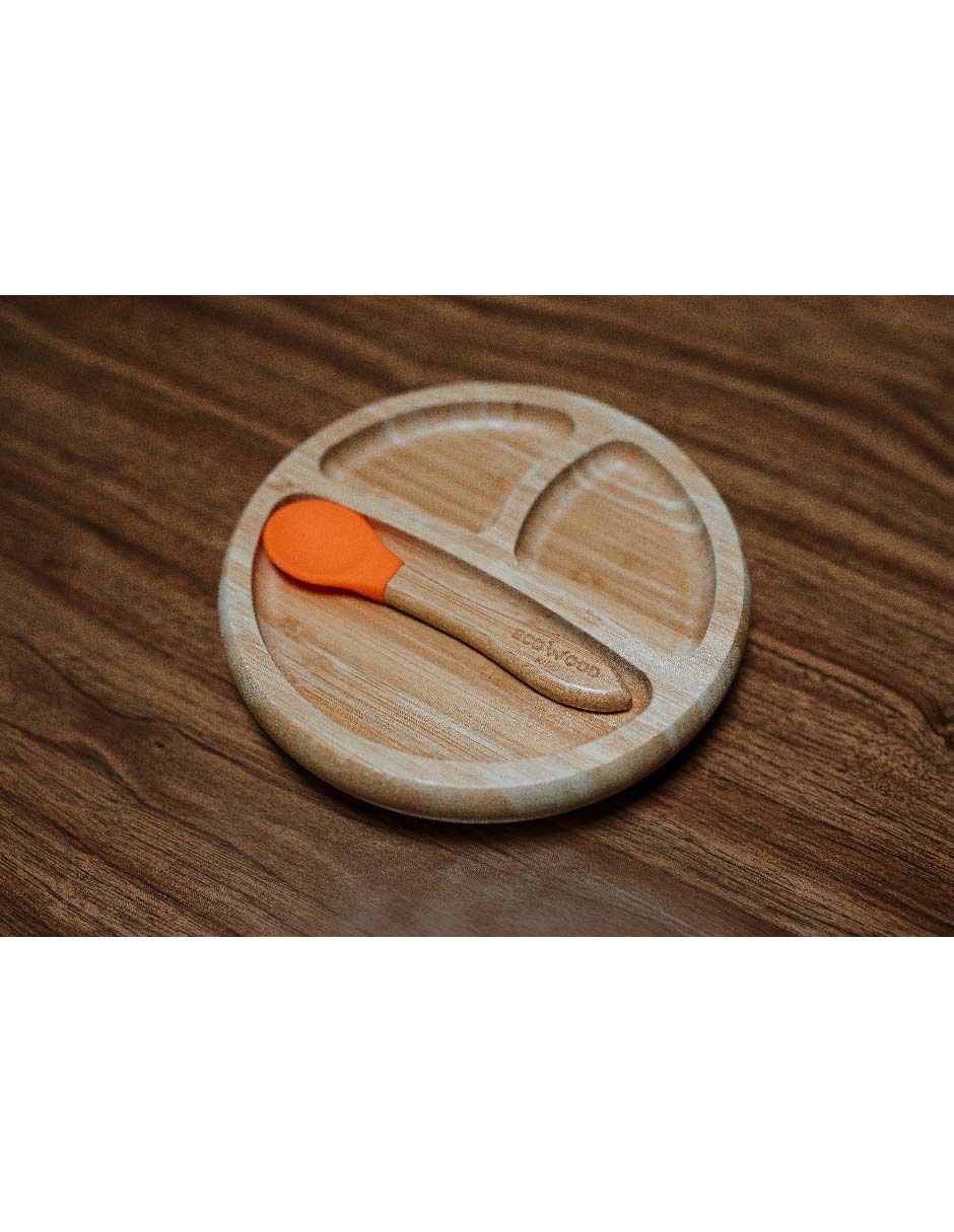 Bowl + Plato Extendido Ecowood de Bambú con Base de Silicona antiderrapante para Bebe y Niño