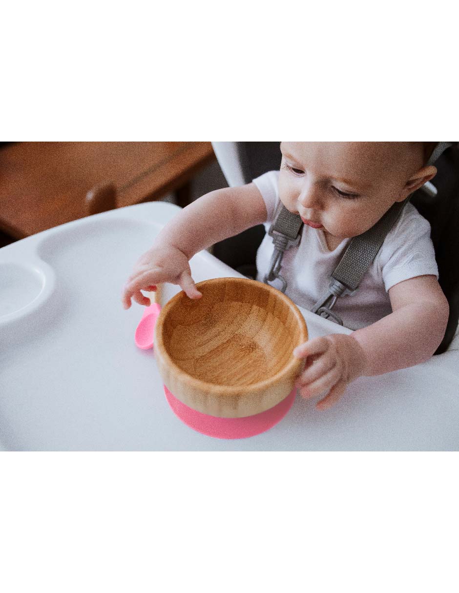 Bowl + Plato Extendido Ecowood de Bambú con Base de Silicona antiderrapante para Bebe y Niño