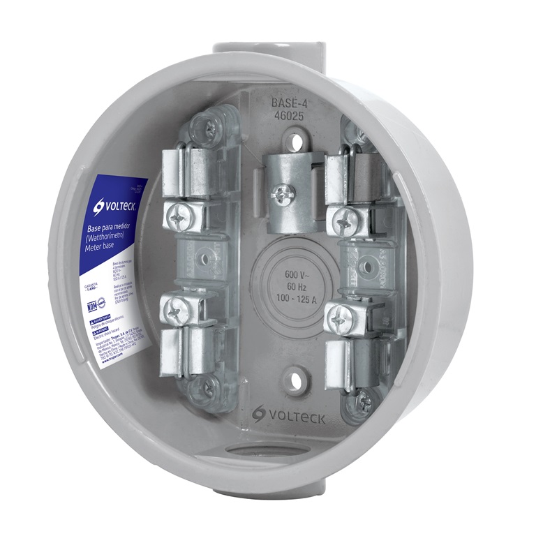 Base para watthorimetro (medidor), 4 terminales, Volteck