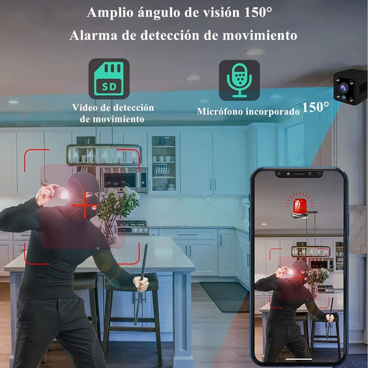 Mini Cámara Espía Wifi Visión Nocturna Recargable Negra