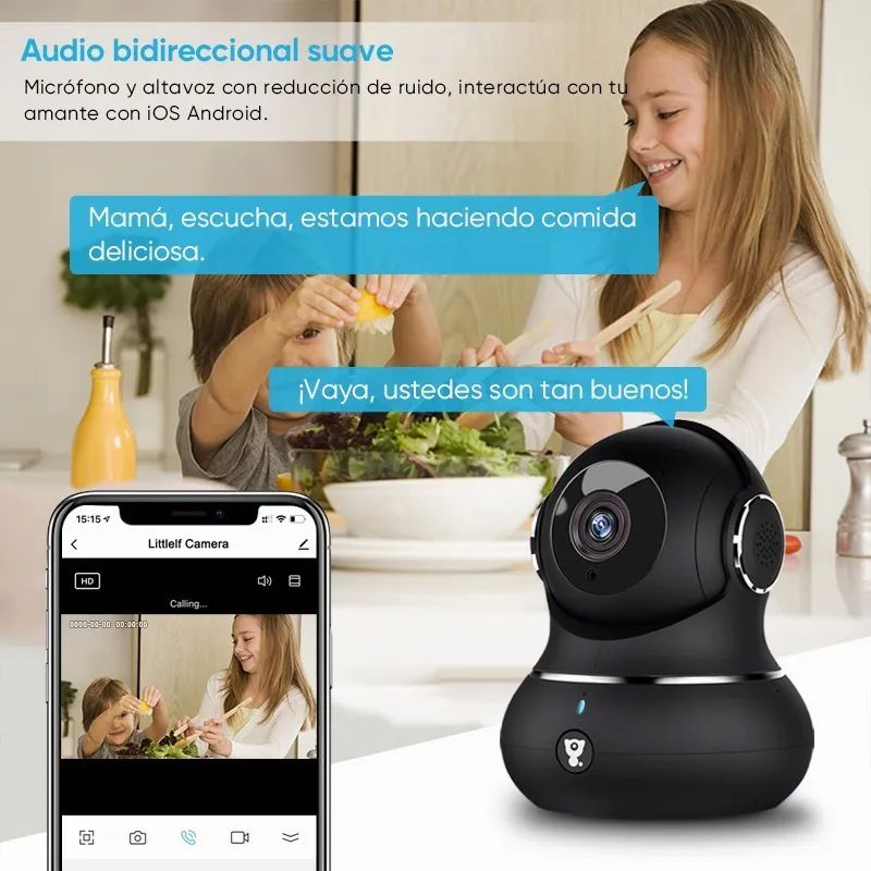 Cámara De Seguridad Wifi Visión Nocturna 1080p Negra