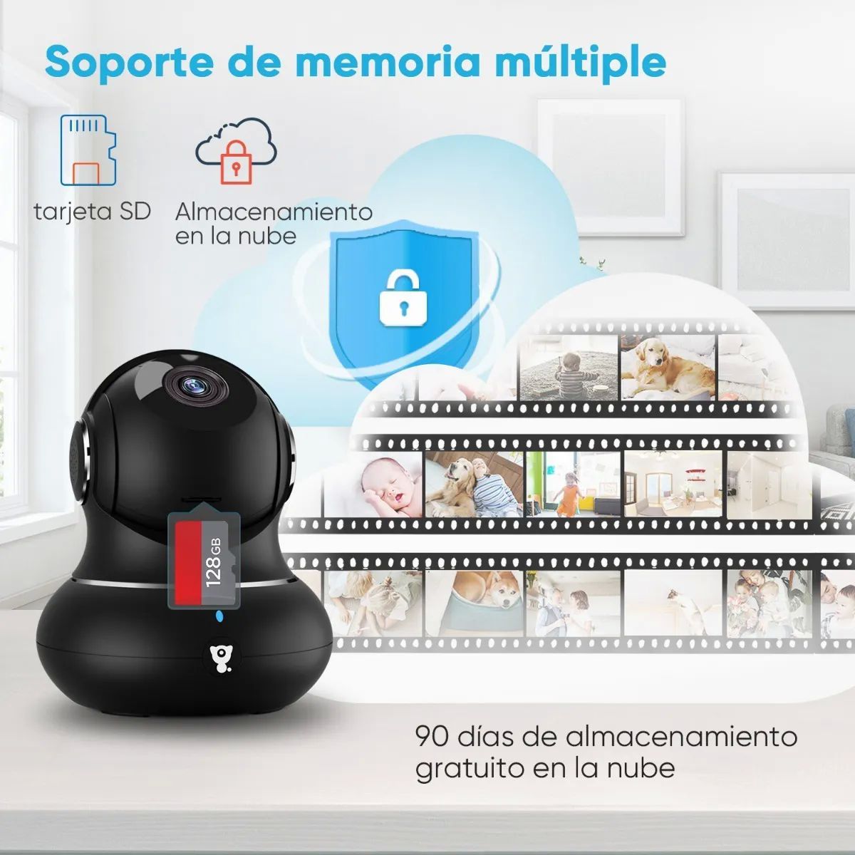 Cámara De Seguridad Wifi Visión Nocturna 1080p Negra