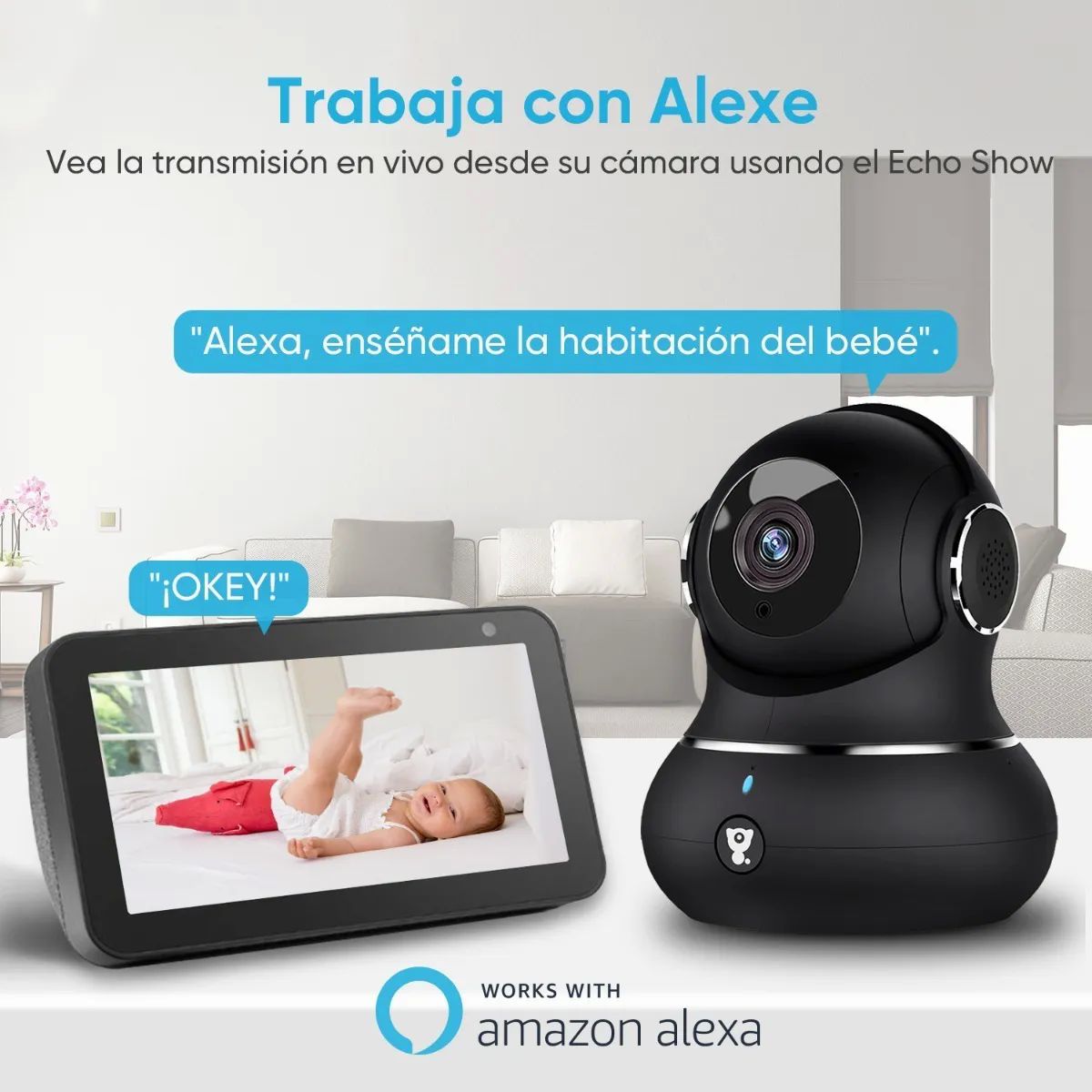 Cámara De Seguridad Wifi Visión Nocturna 1080p Negra