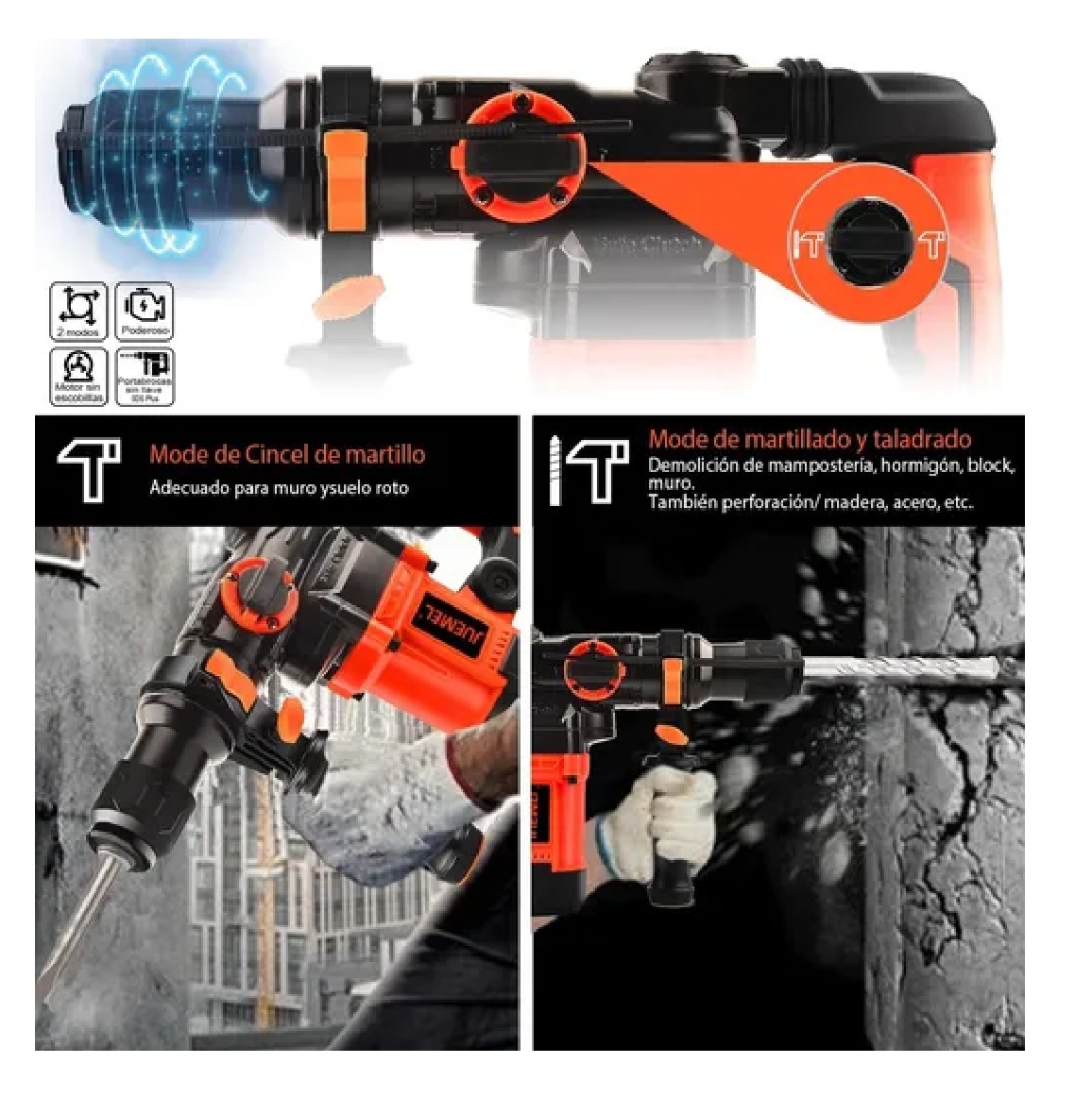 Rotomartillo Cincelador Sds-plus Perforador 1600w Estuche