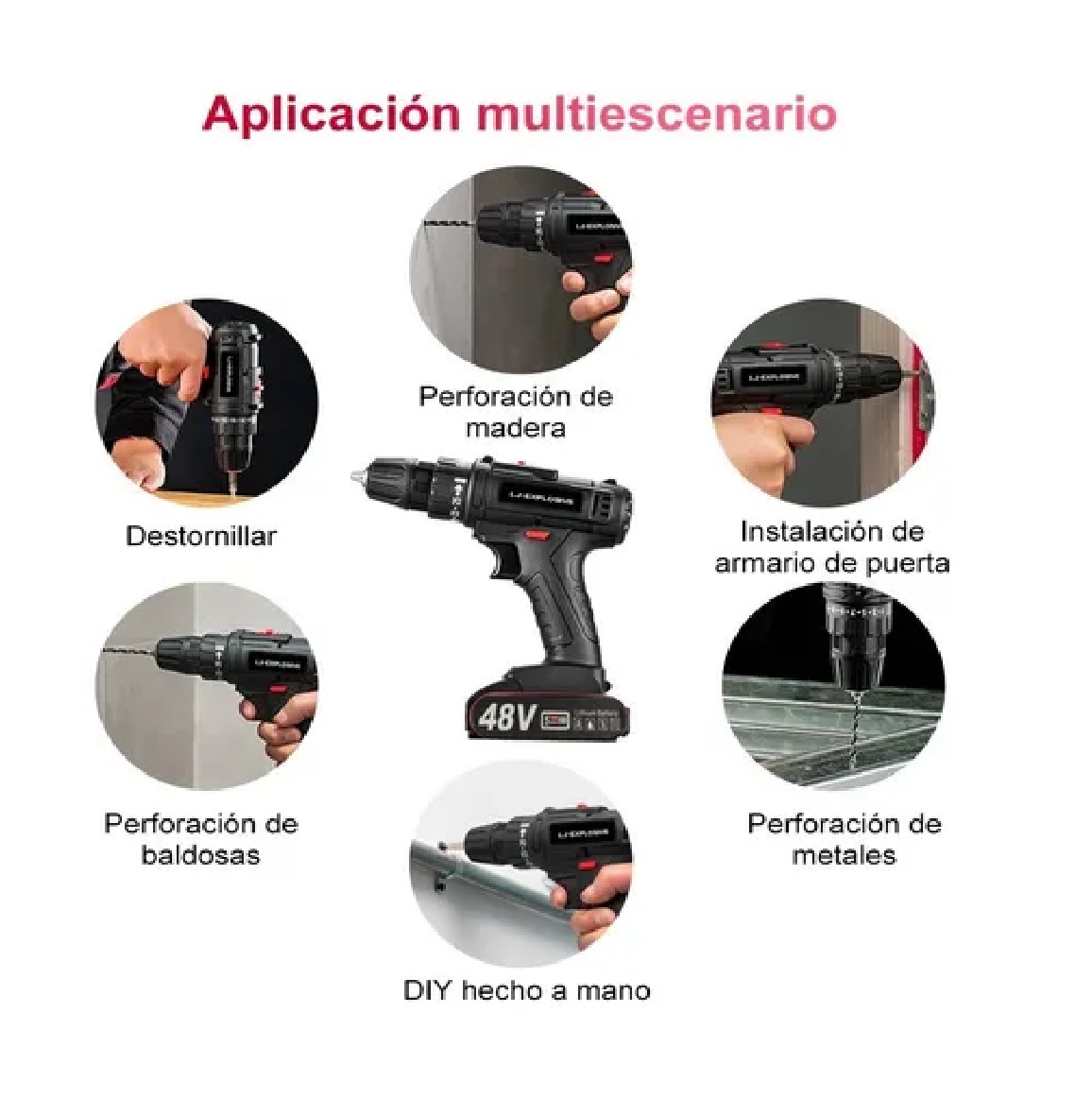 Kit Taladro Inalámbrico Desatornillardor Electrico 42v 3/8